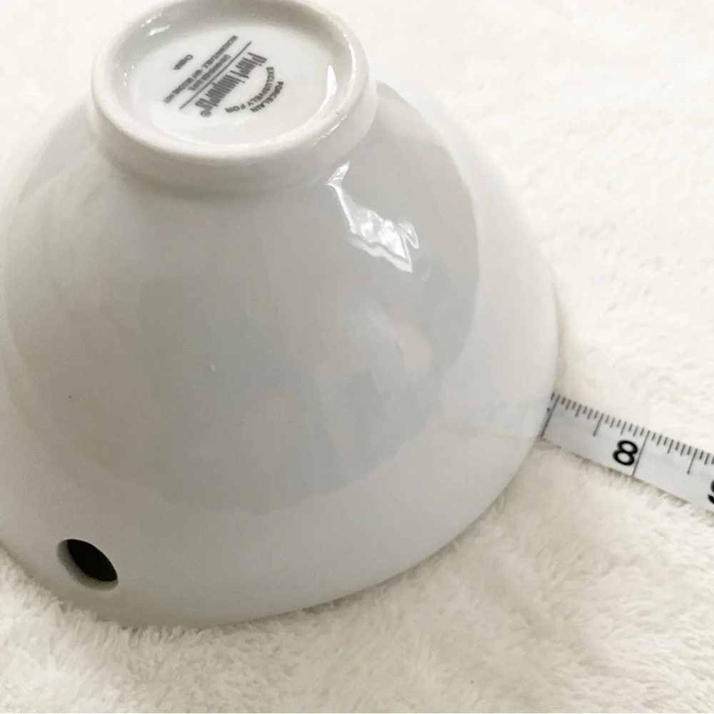 Pier 1 White Porcelain Bowl Cutout Handles Minimalist Serving 7”